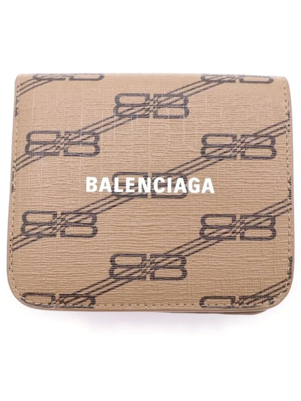 Balenciaga BB Signature Bifold Wallet Compact Logo All Over Pattern Leather